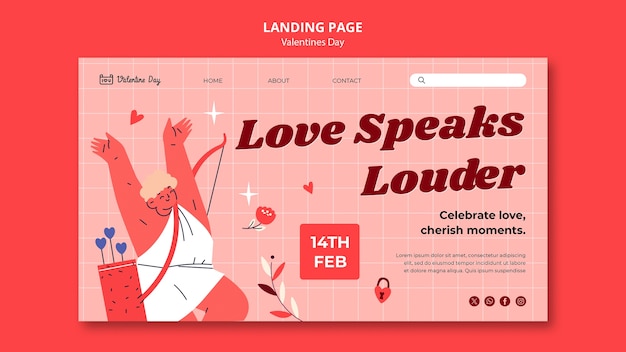 Gratis PSD landingspagina van de valentine's day viering