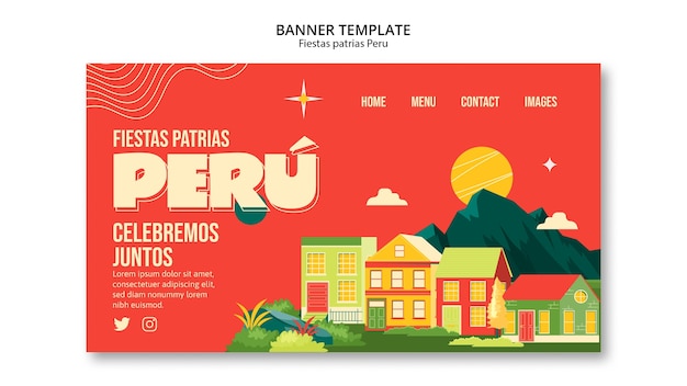 Gratis PSD landingspagina van fiestas patrias peru