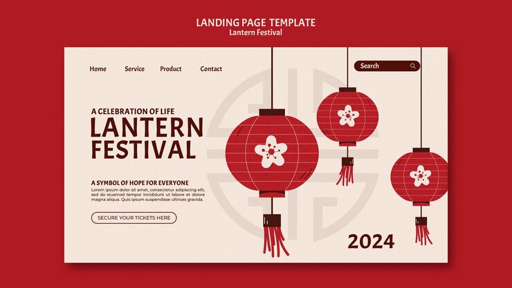 Gratis PSD landingspagina van het lantaarnfestival