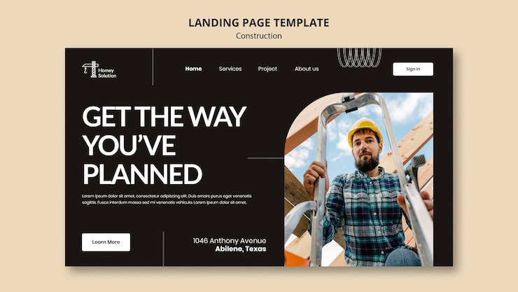 Gratis PSD landingspagina voor bouwproject