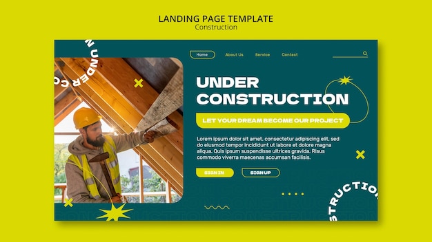 Gratis PSD landingspagina voor bouwproject