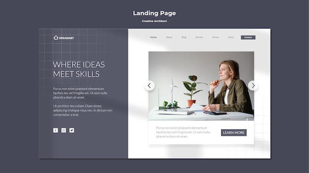 Gratis PSD landingspagina voor creatieve architect