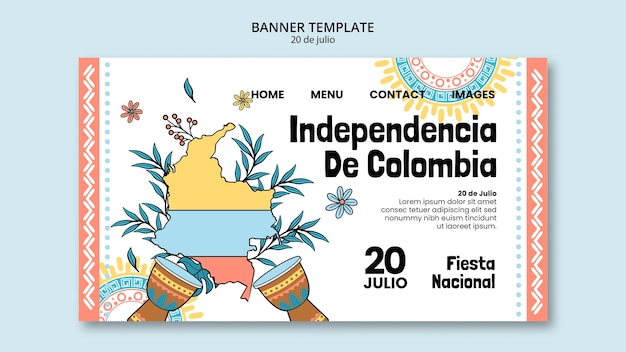 Gratis PSD landingspagina voor de onafhankelijkheidsdag van colombia