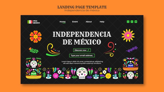 Gratis PSD landingspagina voor de onafhankelijkheidsdag van mexico