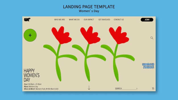 Gratis PSD landingspagina voor de viering van de vrouwendag