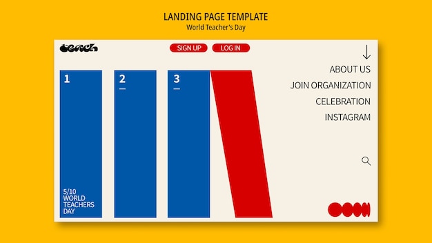 Gratis PSD landingspagina voor de viering van de wereldlerarendag