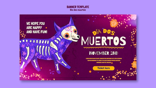 Gratis PSD landingspagina voor de viering van dia de muertos