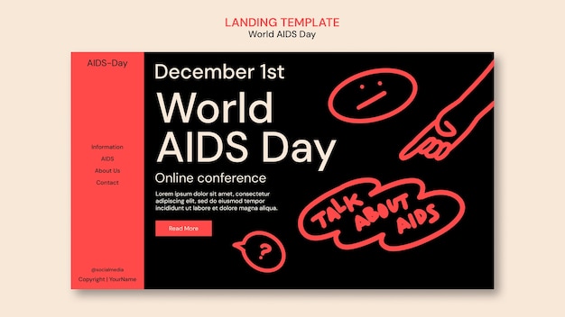 Gratis PSD landingspagina voor de viering van wereld aidsdag