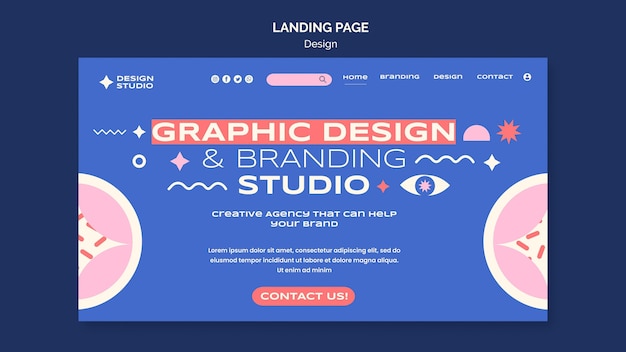 Gratis PSD landingspagina voor grafisch ontwerp