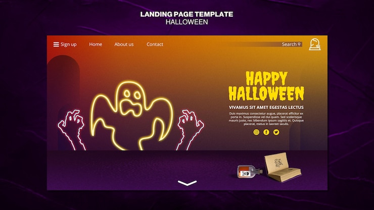 Gratis PSD landingspagina voor halloween-evenementensjabloon