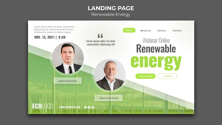 Gratis PSD landingspagina voor hernieuwbare energie