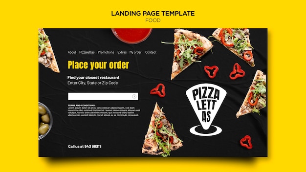 Gratis PSD landingspagina voor italiaans eten