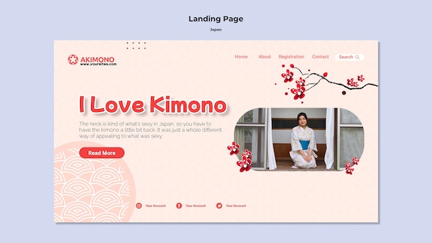 Gratis PSD landingspagina voor japanse kleding