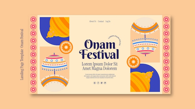 Landingspagina voor onam-viering in plat ontwerp