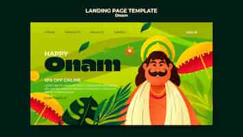 Gratis PSD landingspagina voor onam-viering in plat ontwerp