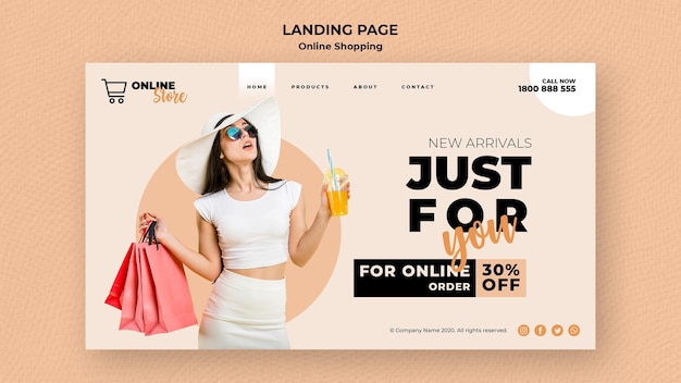 Gratis PSD landingspagina voor online modeverkoop