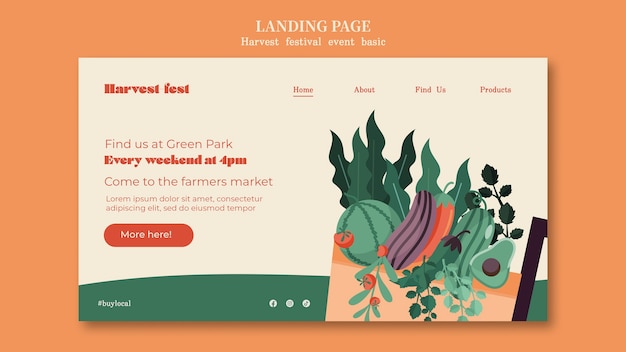 Gratis PSD landingspagina voor oogstfeestviering