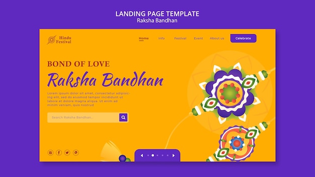 Gratis PSD landingspagina voor raksha bandhan-viering in plat ontwerp