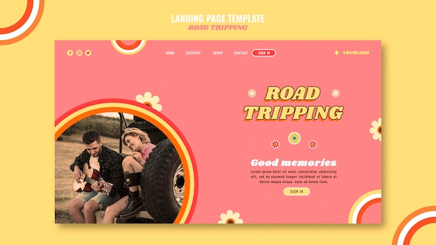 Gratis PSD landingspagina voor roadtrippen