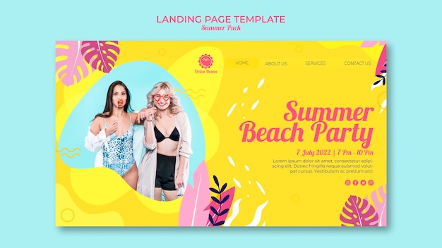 Gratis PSD landingspagina voor strandfeest in de zomer