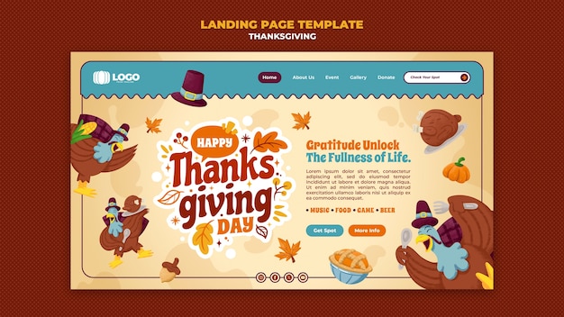 Landingspagina voor thanksgiving-viering