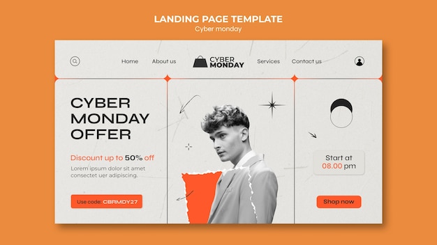 Gratis PSD landingspagina voor verkoop op cybermaandag