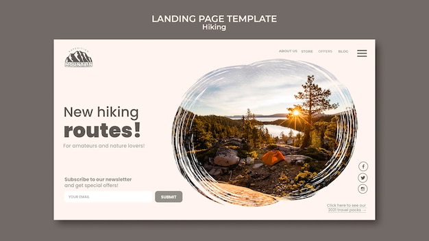 Gratis PSD landingspagina voor wandelen