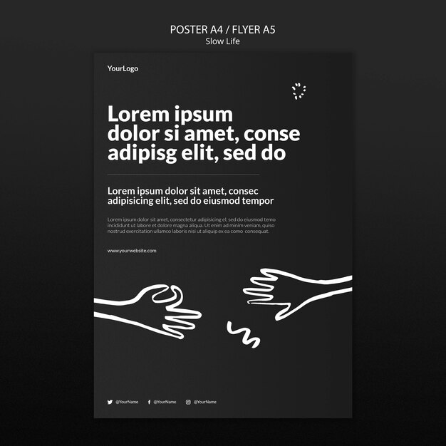 Langzaam leven poster sjabloon