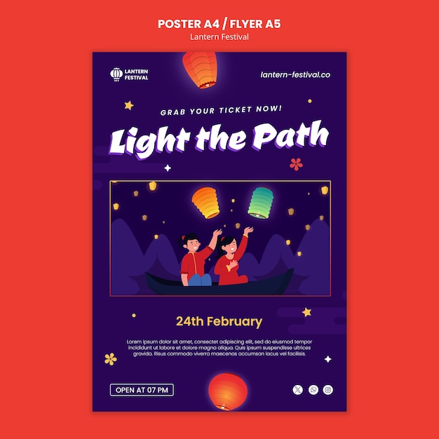 Gratis PSD lantern festival viering poster sjabloon