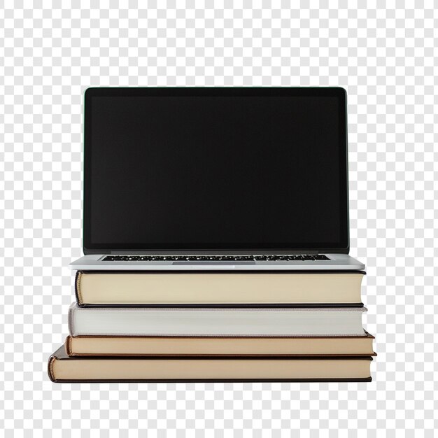 Laptop en una pila de libros Educación y Tecnología