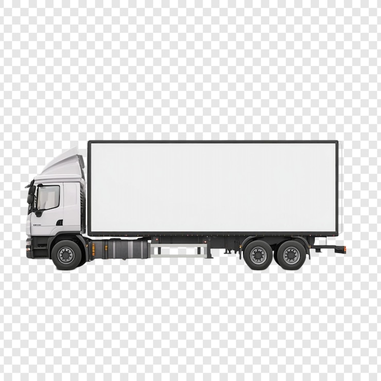 PSD Gratis large white box truck on transparent background