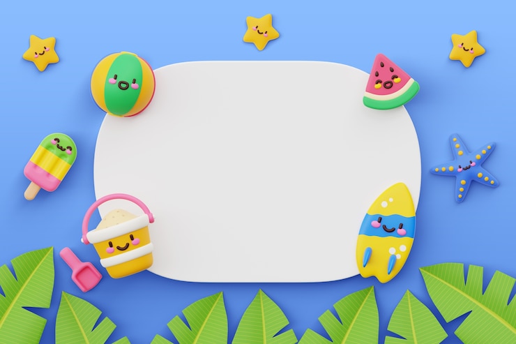 PSD Gratis latar belakang banner kosong musim panas kawaii