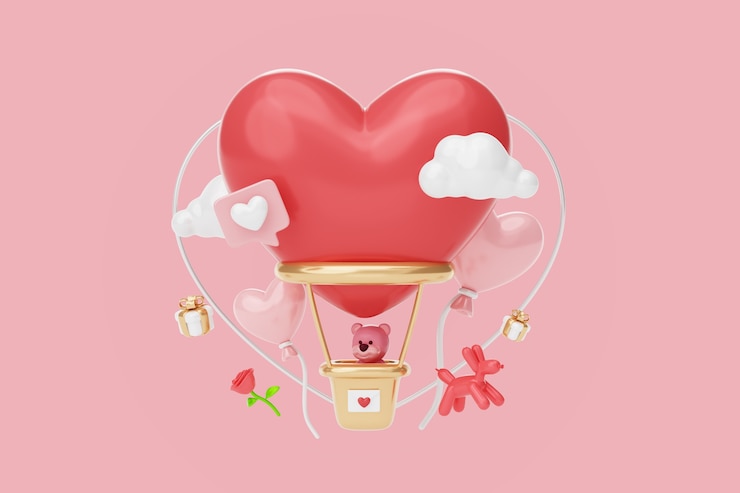 PSD Gratis latar belakang perayaan hari valentine render 3d