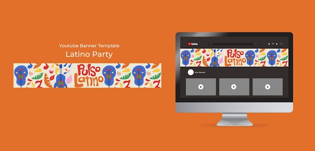 Gratis PSD latino party youtube-bannersjabloon