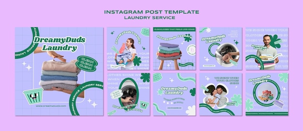 Gratis PSD laundry service instagram berichten