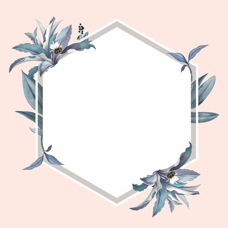 Gratis PSD leeg frame met blauw bladerenontwerp
