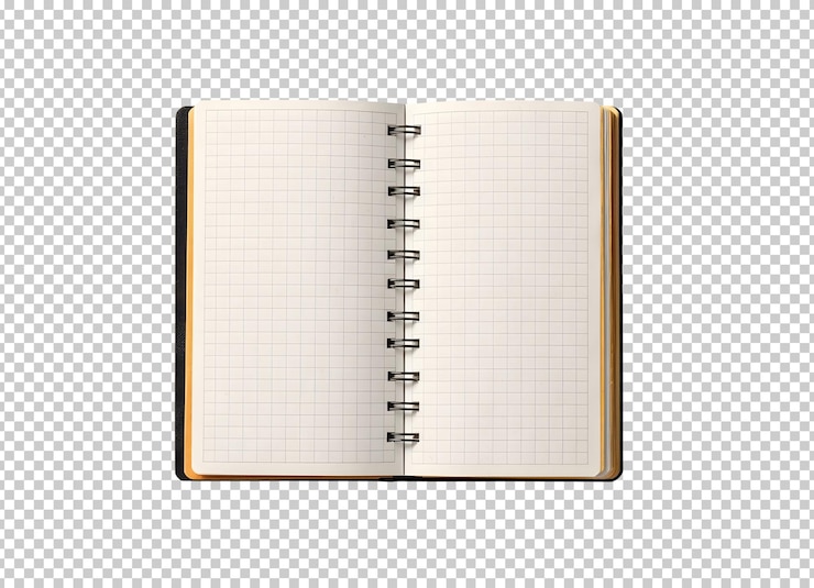Gratis PSD leeg geopend notitieboekje dat op achtergrond wordt geïsoleerd