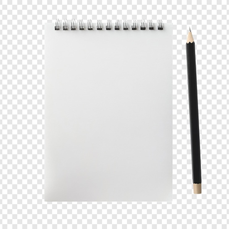 Gratis PSD leeg spiraalvormig notitieboek en potlood klaar om te schrijven