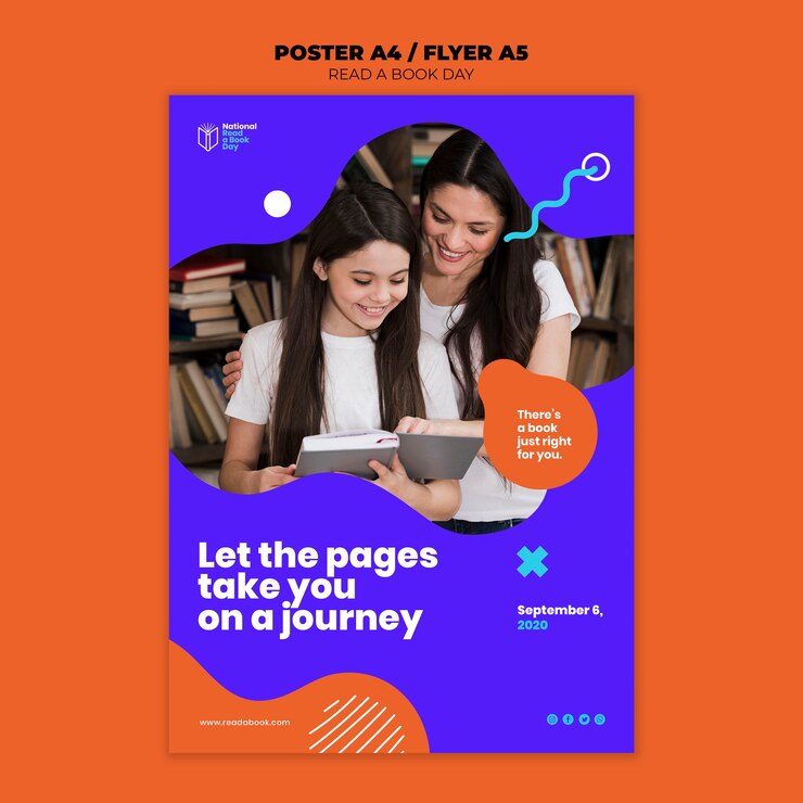 PSD gratuito leer un estilo de póster del día del libro