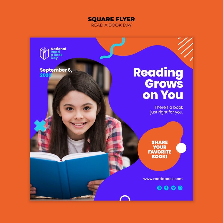 PSD gratuito leer un folleto del día del libro