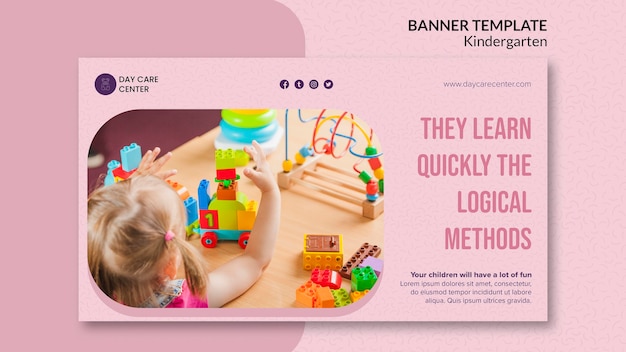 Leer snel de sjabloon voor spandoek van de kleuterschool