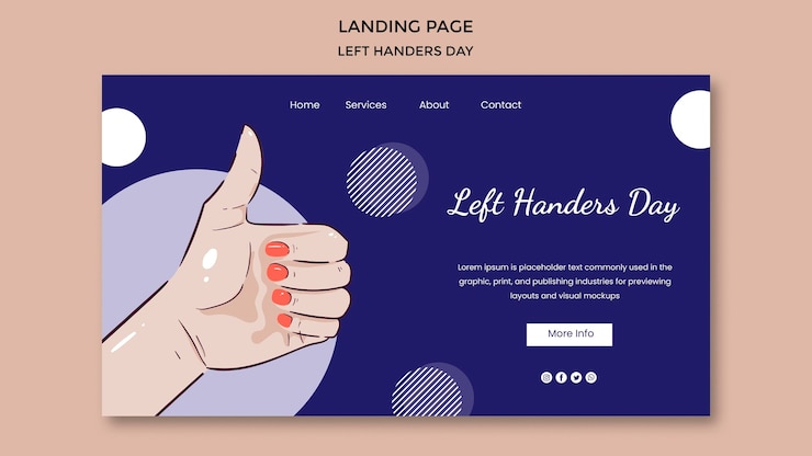 PSD Gratis left handers day landing page template