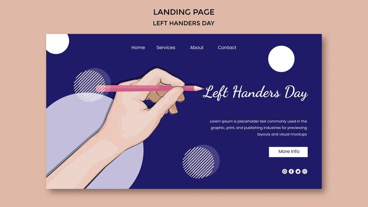 PSD Gratis left handers day landing page template
