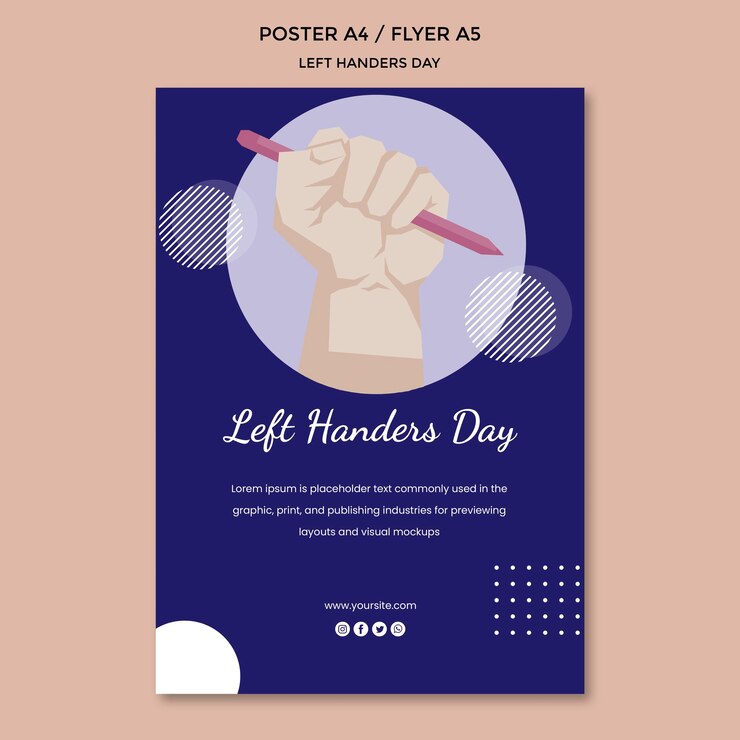 PSD Gratis left handers day poster template