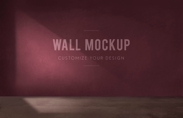 Gratis PSD lege ruimte met een bourgondische muur mockup