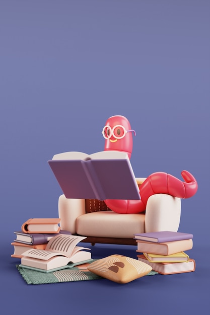 Leggere la natura morta illustrazione 3D