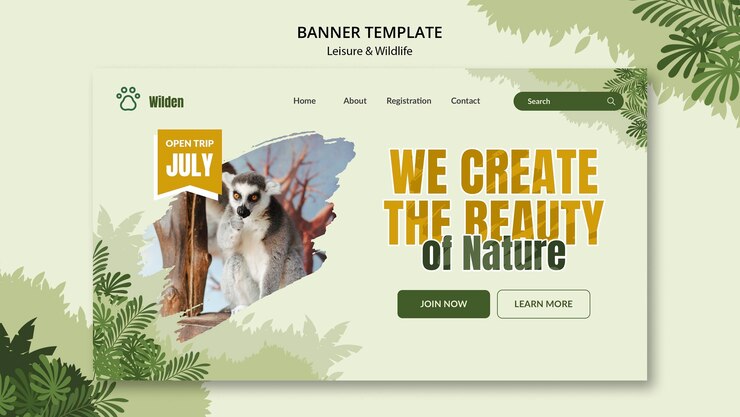 PSD Gratis leisure and wildlife horizontal banner template