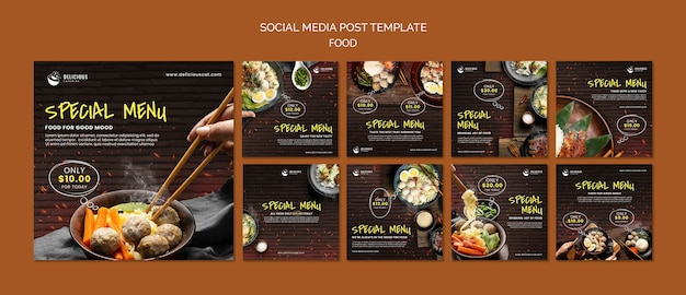 Gratis PSD lekker eten speciaal menu social media posts