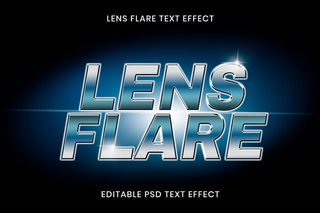 Lens flare teksteffect psd bewerkbare sjabloon