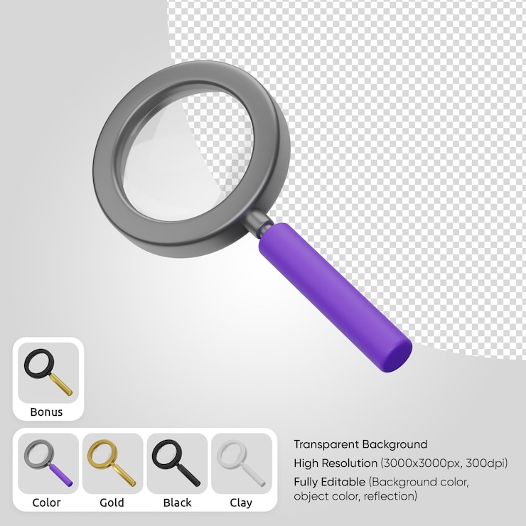 PSD gratuito lente d'ingrandimento 3d